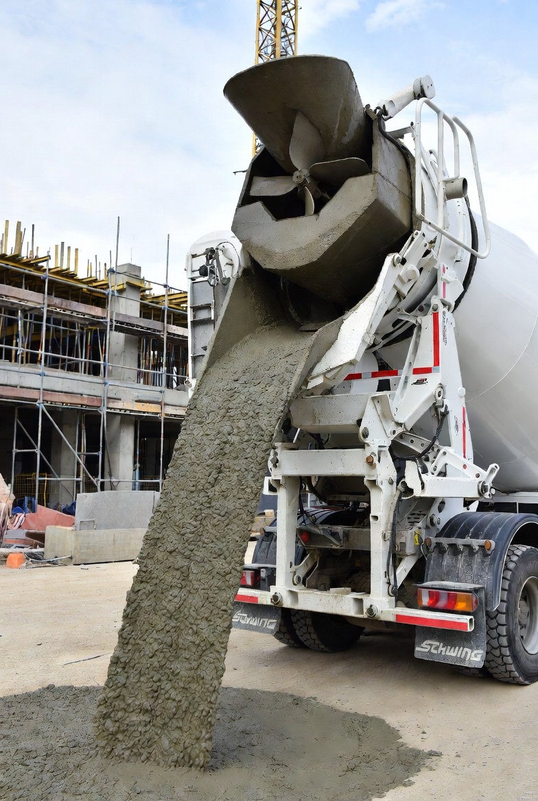 Автобетоносмеситель СамбБетон доставляет бетон на стройку в Оренбурге